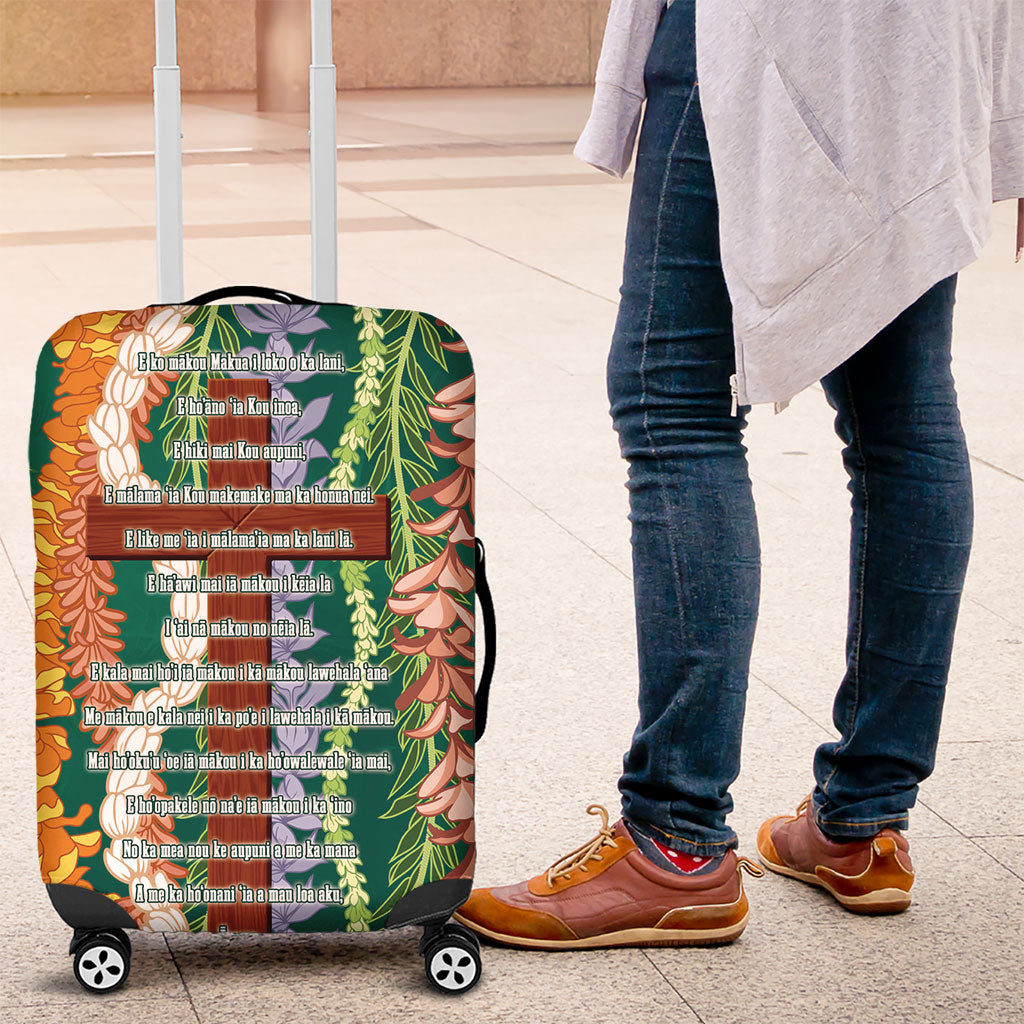 Mahalo Hawaii - Ka Pule a ka Haku Luggage Cover Mixed Lei LT7 Sage Green - Polynesian Pride