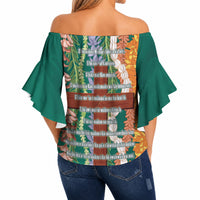 Mahalo Hawaii - ⁠Ka Pule a ka Haku Off Shoulder Wrap Waist Top Mixed Lei