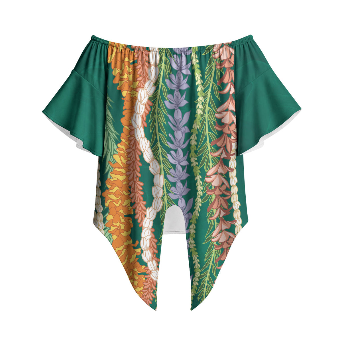 Mahalo Hawaii - ⁠Ka Pule a ka Haku Off Shoulder Wrap Waist Top Mixed Lei