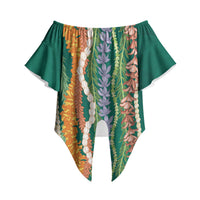Mahalo Hawaii - ⁠Ka Pule a ka Haku Off Shoulder Wrap Waist Top Mixed Lei