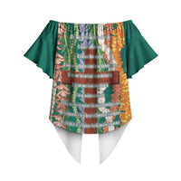 Mahalo Hawaii - ⁠Ka Pule a ka Haku Off Shoulder Wrap Waist Top Mixed Lei