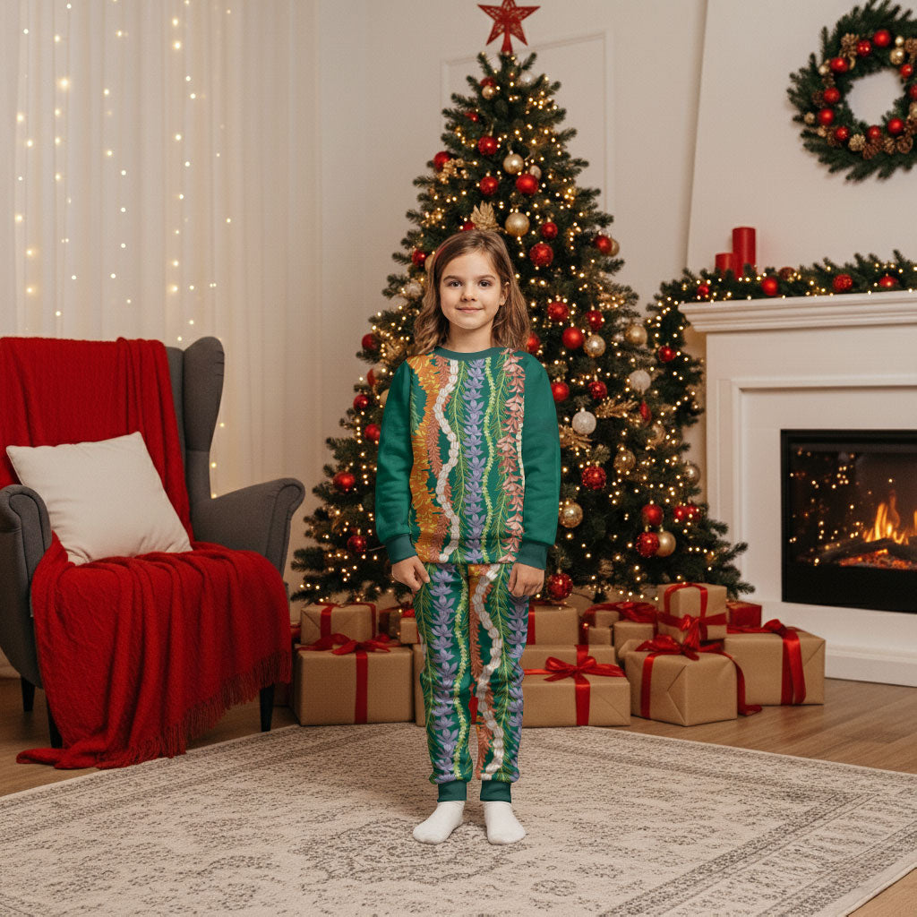 Mahalo Hawaii - ⁠Ka Pule a ka Haku Christmas Pajama Set Mixed Lei