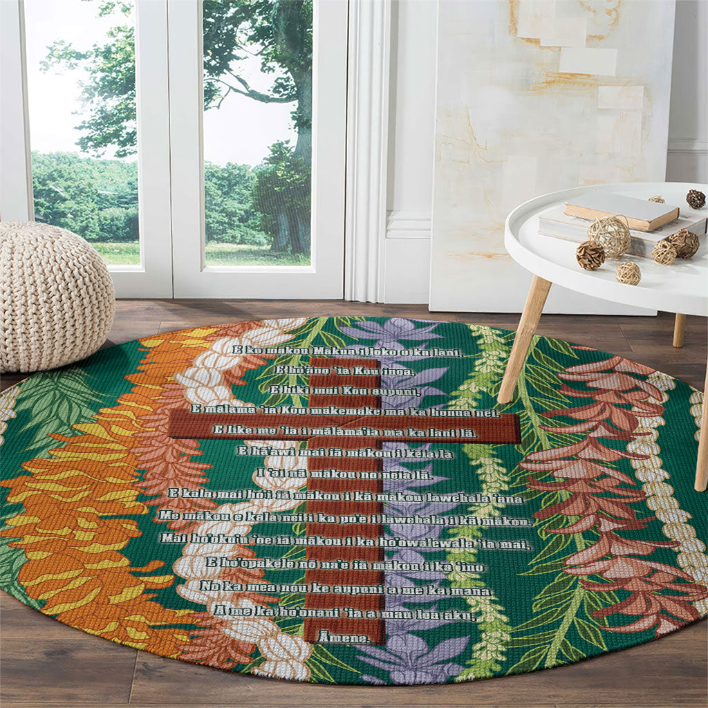 Mahalo Hawaii - ⁠Ka Pule a ka Haku Round Carpet Mixed Lei