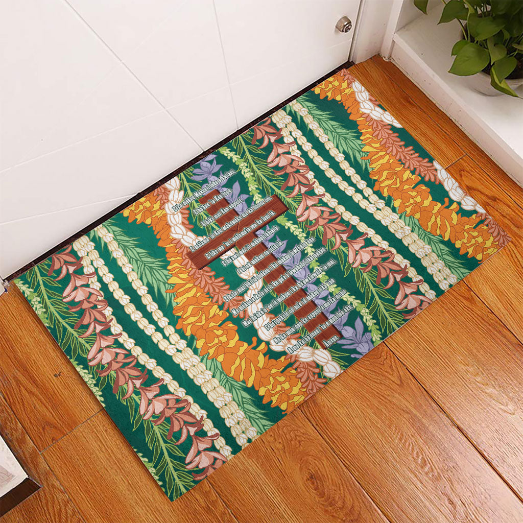 Mahalo Hawaii - ⁠Ka Pule a ka Haku Rubber Doormat Mixed Lei