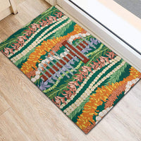 Mahalo Hawaii - ⁠Ka Pule a ka Haku Rubber Doormat Mixed Lei