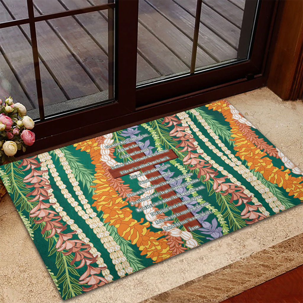 Mahalo Hawaii - ⁠Ka Pule a ka Haku Rubber Doormat Mixed Lei