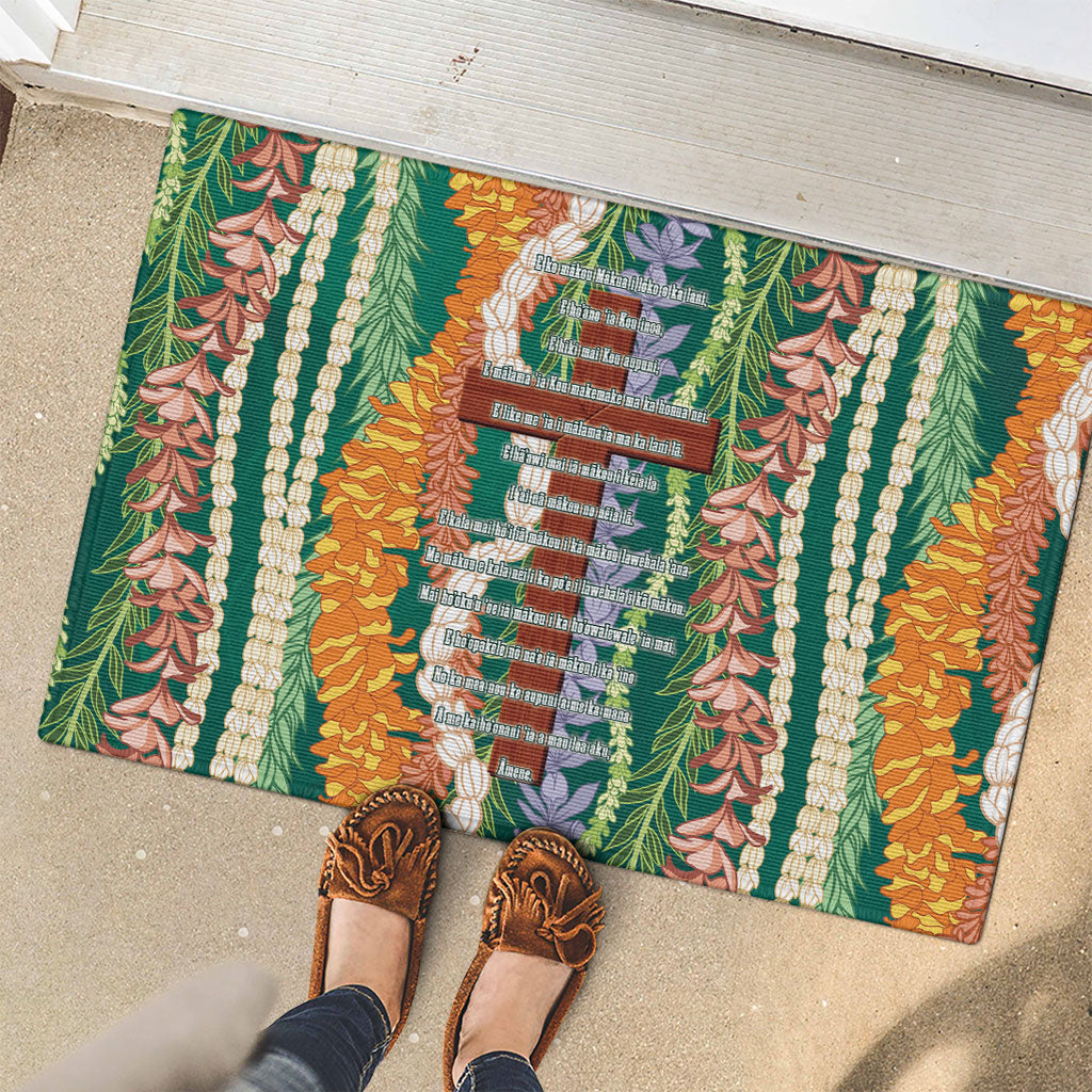 Mahalo Hawaii - ⁠Ka Pule a ka Haku Rubber Doormat Mixed Lei