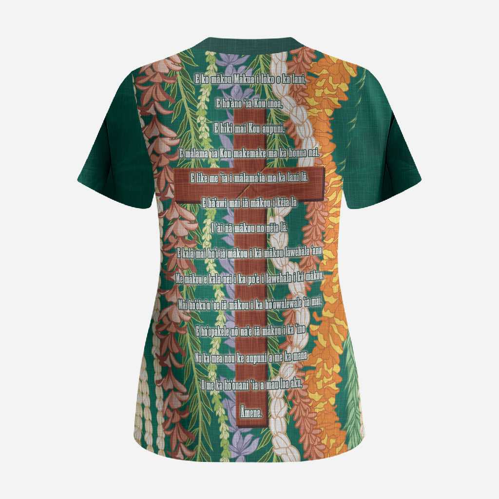Mahalo Hawaii - ⁠Ka Pule a ka Haku Scrub Top Mixed Lei