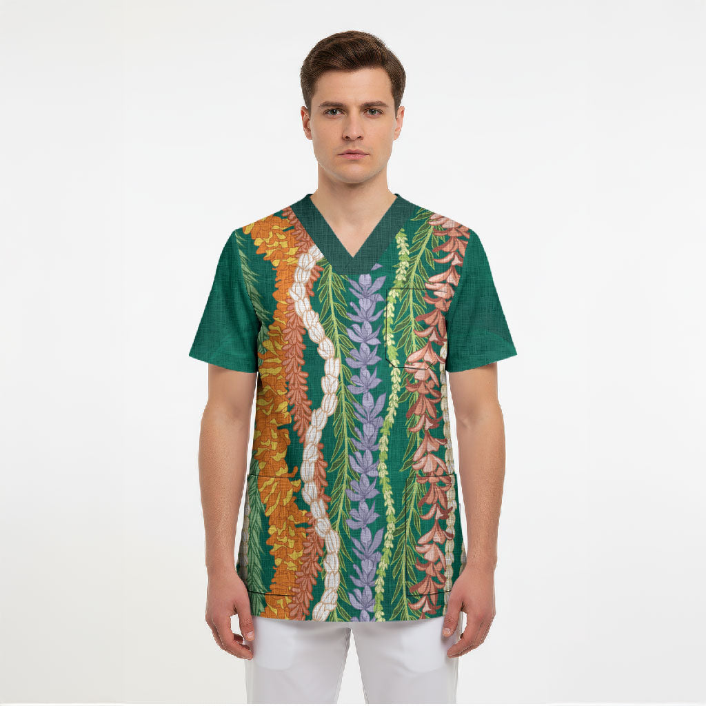 Mahalo Hawaii - ⁠Ka Pule a ka Haku Scrub Top Mixed Lei