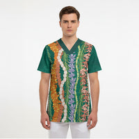 Mahalo Hawaii - ⁠Ka Pule a ka Haku Scrub Top Mixed Lei