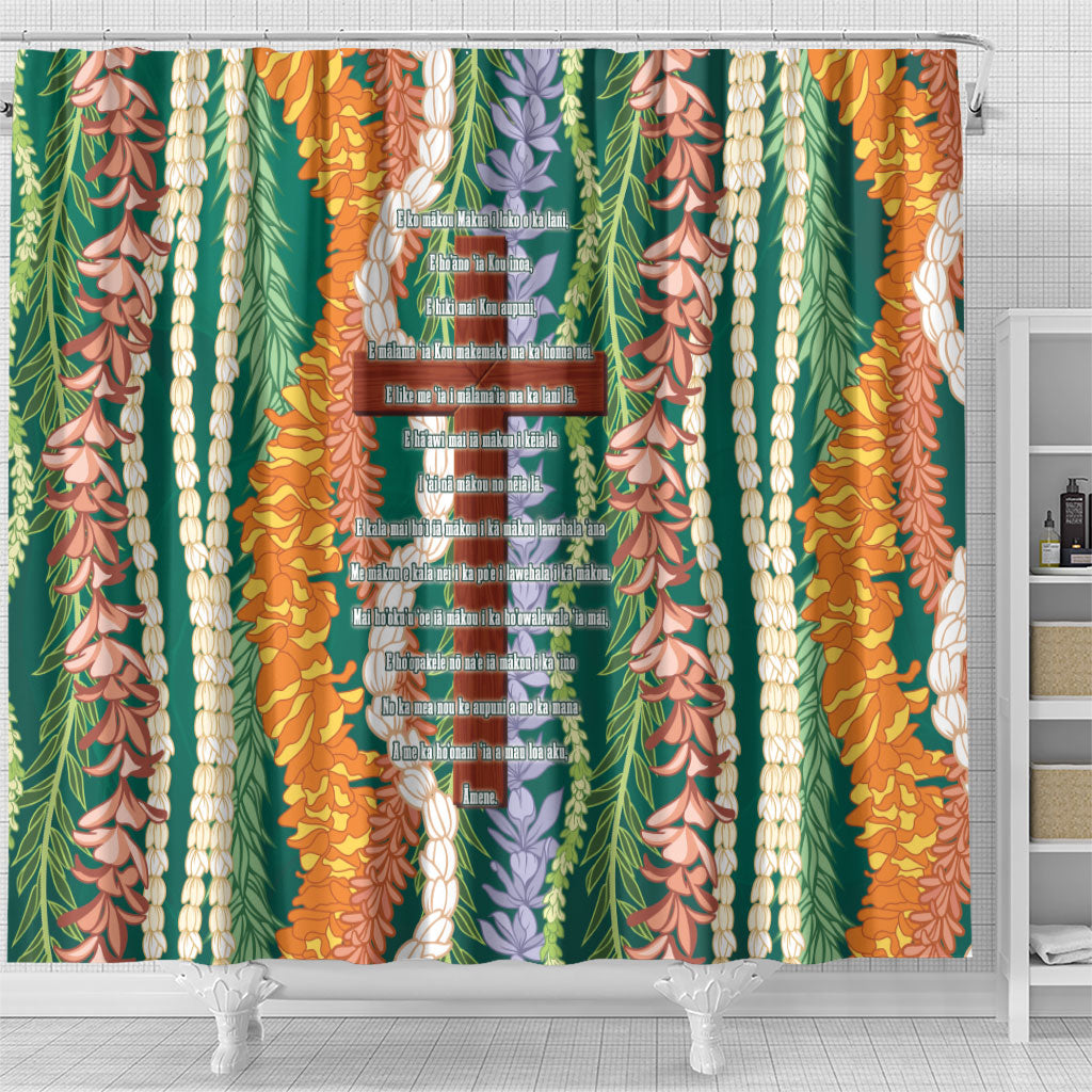 Mahalo Hawaii - ⁠Ka Pule a ka Haku Shower Curtain Mixed Lei