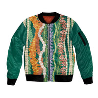 Mahalo Hawaii - ⁠Ka Pule a ka Haku Sleeve Zip Bomber Jacket Mixed Lei