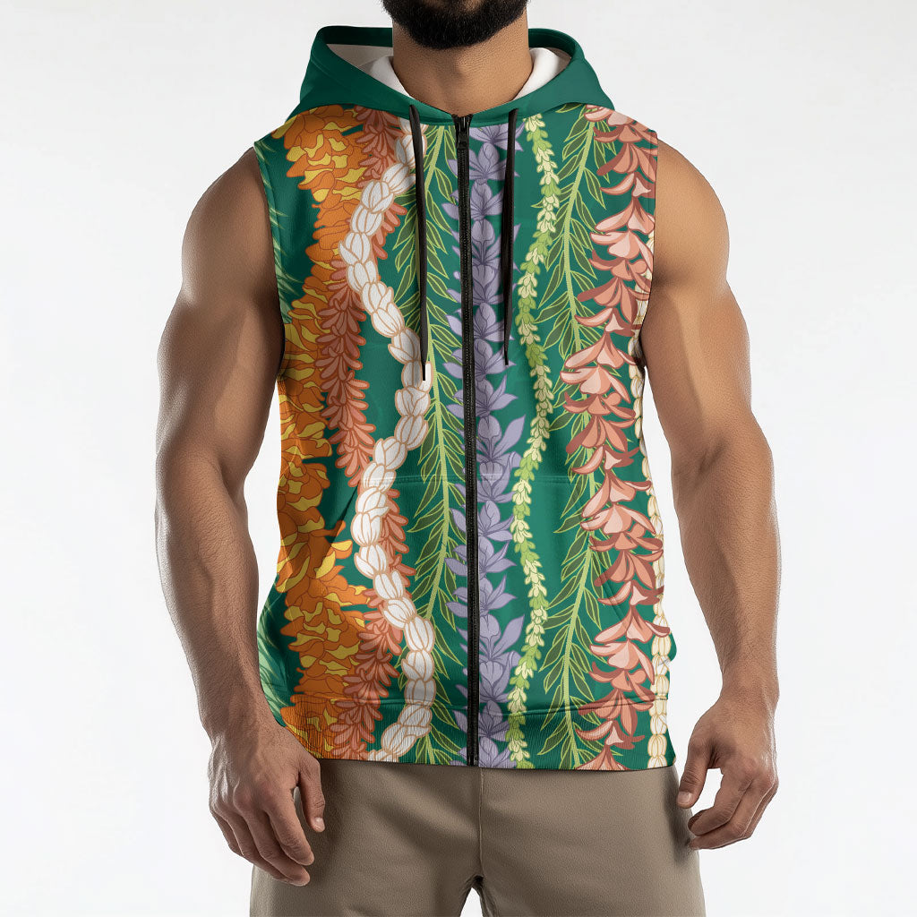 Mahalo Hawaii - ⁠Ka Pule a ka Haku Sleeveless Zip Hoodie Mixed Lei