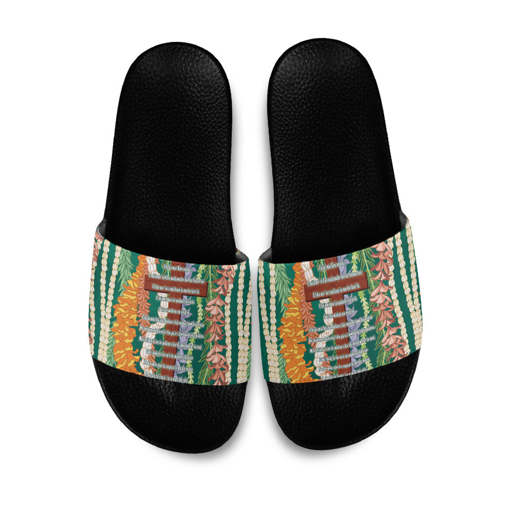 Mahalo Hawaii - ⁠Ka Pule a ka Haku Slide Sandals Mixed Lei