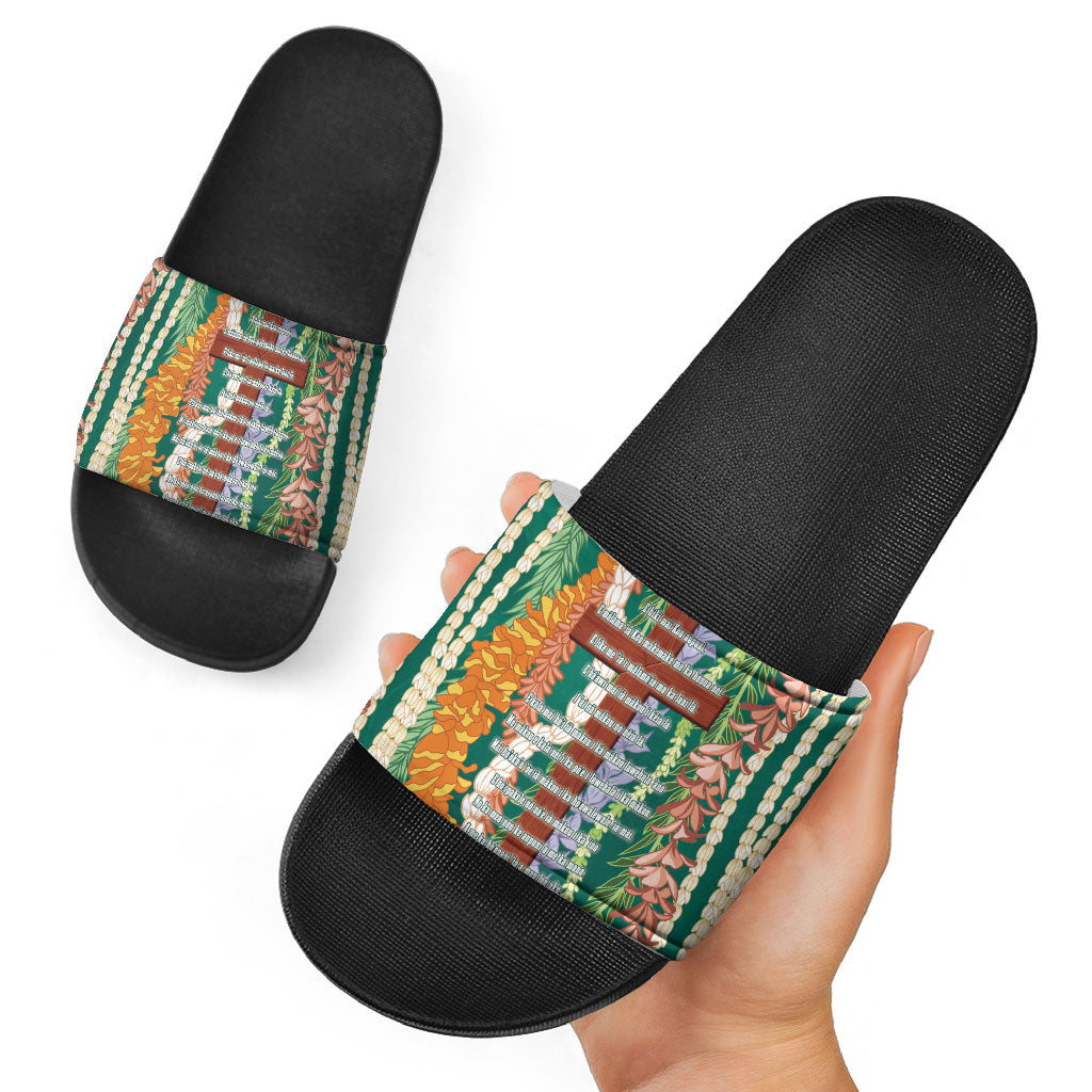 Mahalo Hawaii - ⁠Ka Pule a ka Haku Slide Sandals Mixed Lei