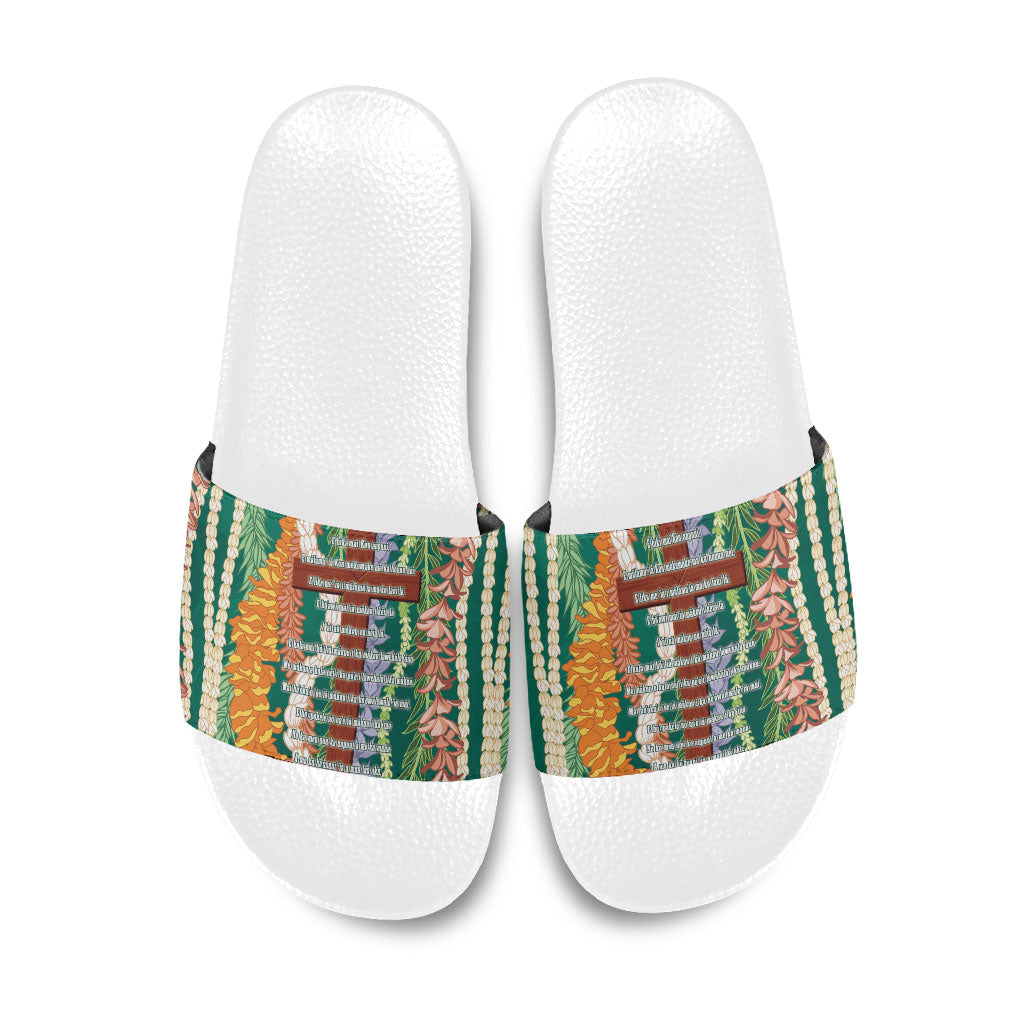 Mahalo Hawaii - ⁠Ka Pule a ka Haku Slide Sandals Mixed Lei