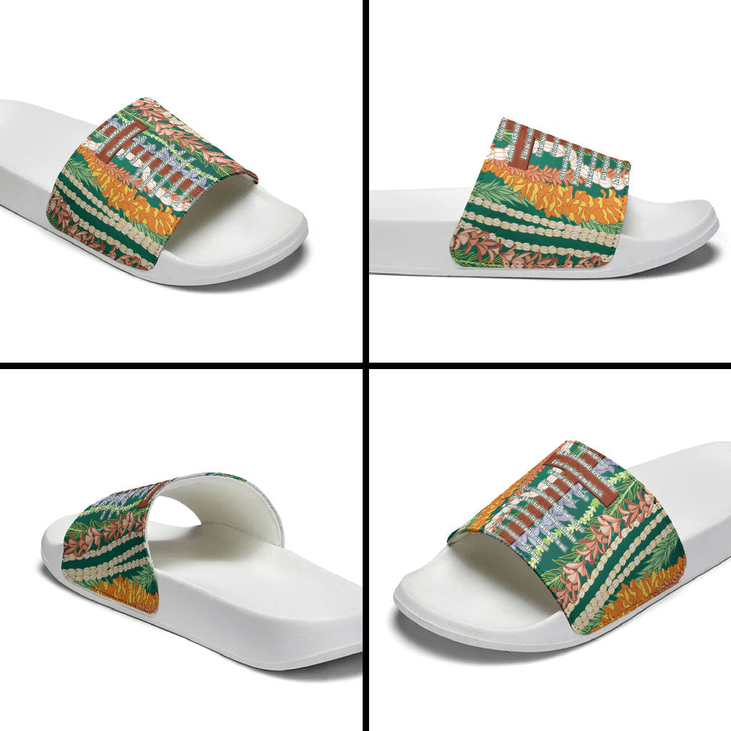 Mahalo Hawaii - ⁠Ka Pule a ka Haku Slide Sandals Mixed Lei