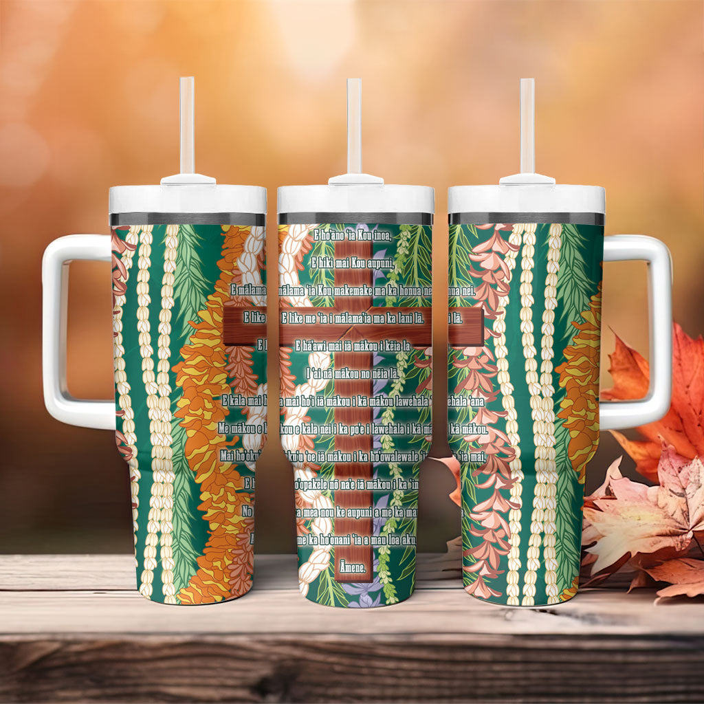 Mahalo Hawaii - ⁠Ka Pule a ka Haku Tumbler With Handle Mixed Lei