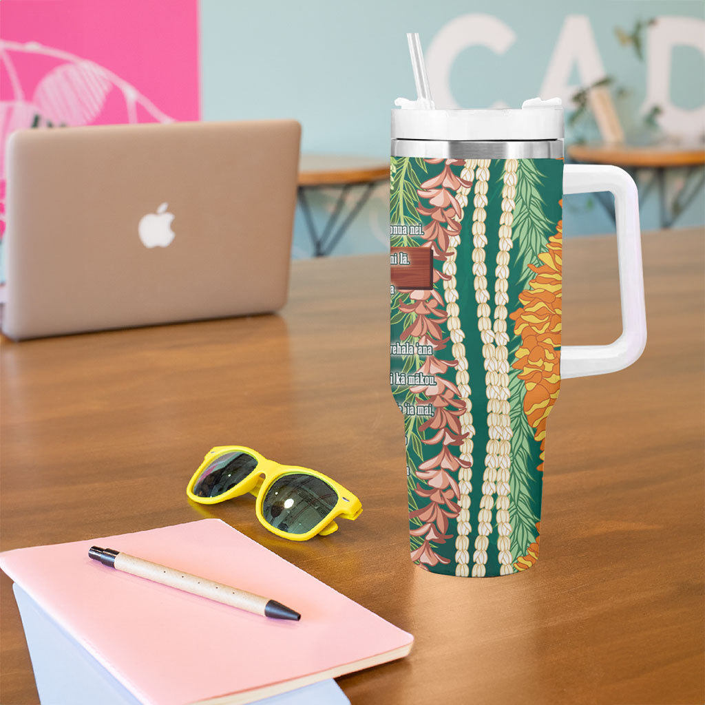 Mahalo Hawaii - ⁠Ka Pule a ka Haku Tumbler With Handle Mixed Lei