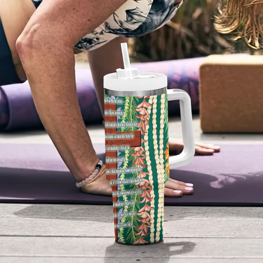 Mahalo Hawaii - ⁠Ka Pule a ka Haku Tumbler With Handle Mixed Lei