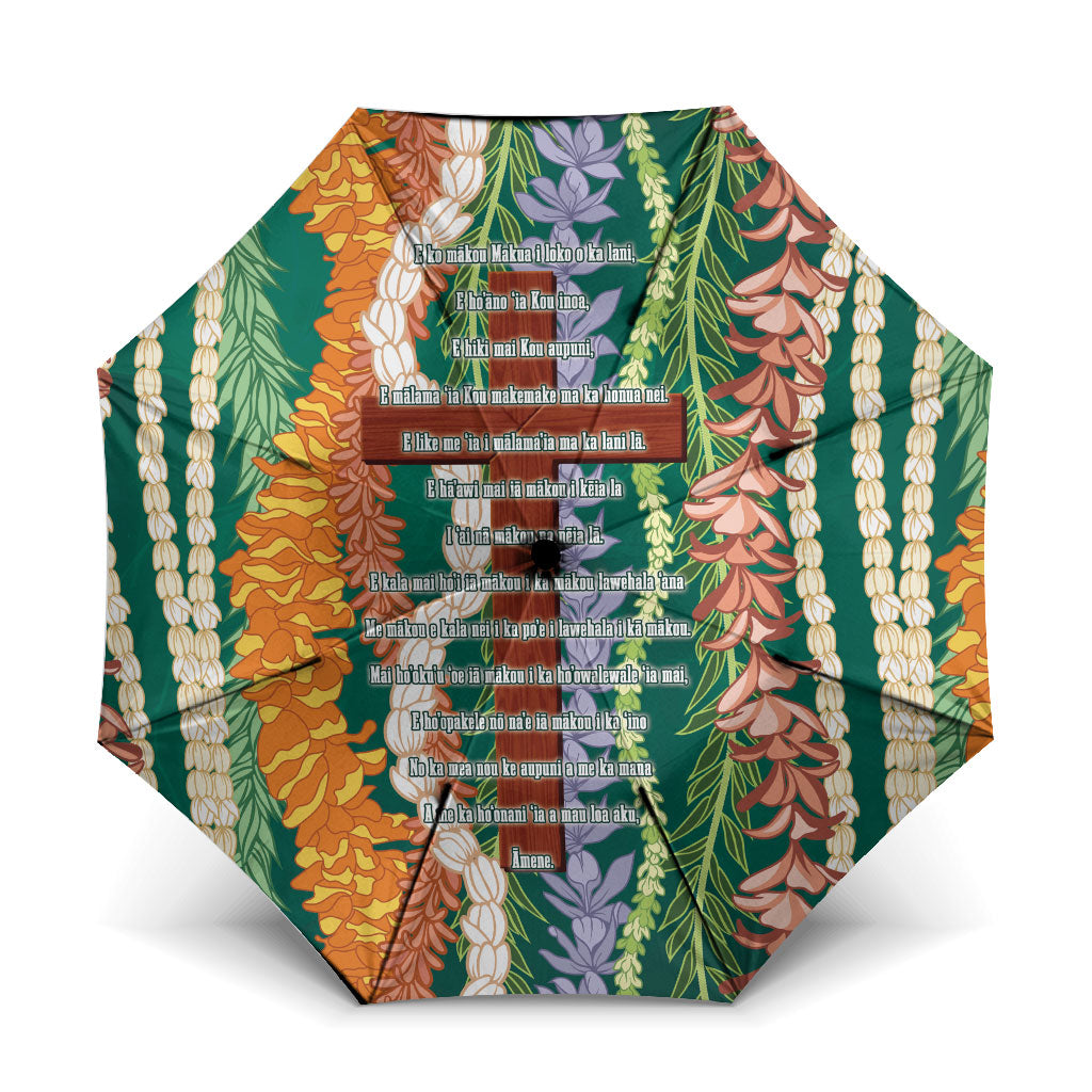 Mahalo Hawaii - Ka Pule a ka Haku Umbrella Mixed Lei LT7 One Size Folded 11.42 inch Opened Diameter 37.4 inch Sage Green - Polynesian Pride