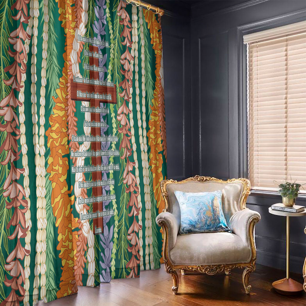 Mahalo Hawaii - ⁠Ka Pule a ka Haku Window Curtain Mixed Lei