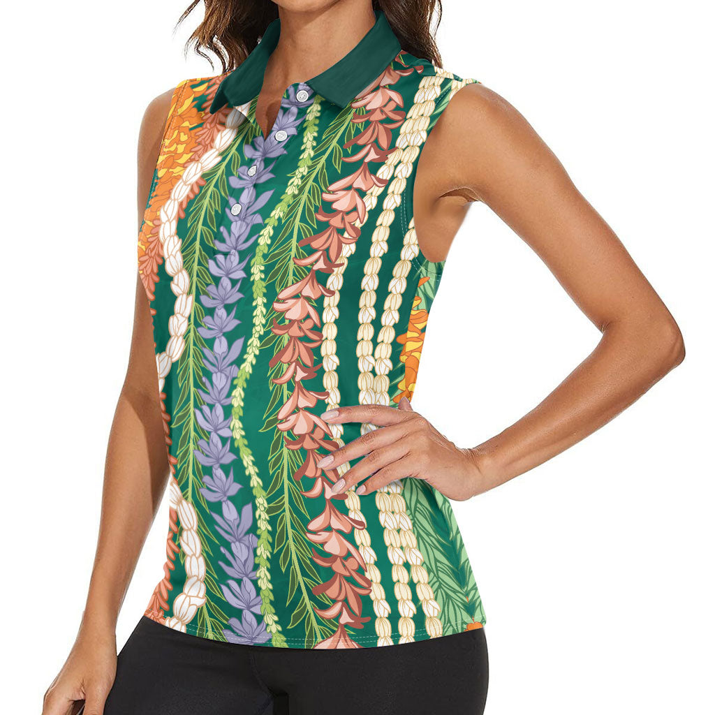 Mahalo Hawaii - ⁠Ka Pule a ka Haku Women Sleeveless Polo Shirt Mixed Lei