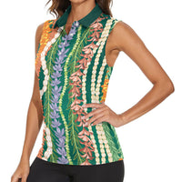 Mahalo Hawaii - ⁠Ka Pule a ka Haku Women Sleeveless Polo Shirt Mixed Lei