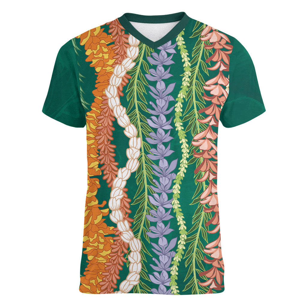 Mahalo Hawaii - ⁠Ka Pule a ka Haku Women V-Neck T-Shirt Mixed Lei