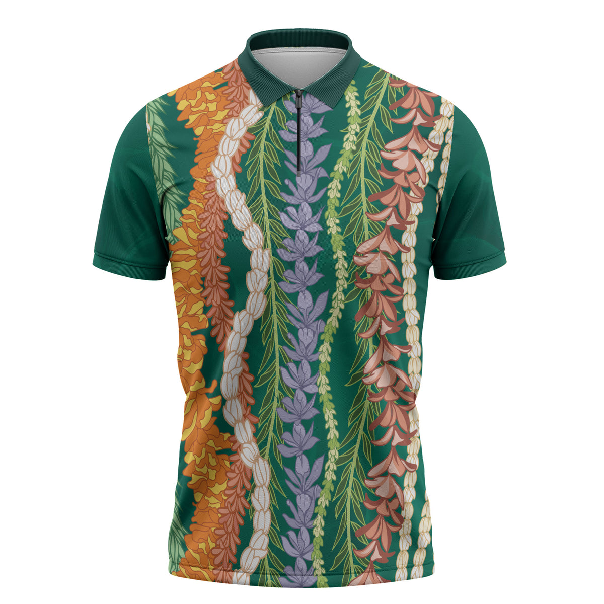 Mahalo Hawaii - ⁠Ka Pule a ka Haku Zipper Polo Shirt Mixed Lei