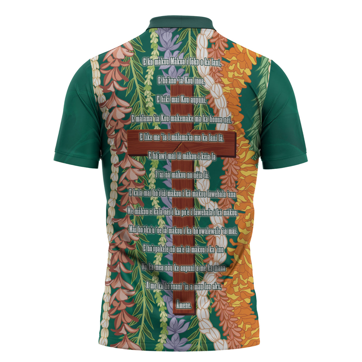 Mahalo Hawaii - ⁠Ka Pule a ka Haku Zipper Polo Shirt Mixed Lei