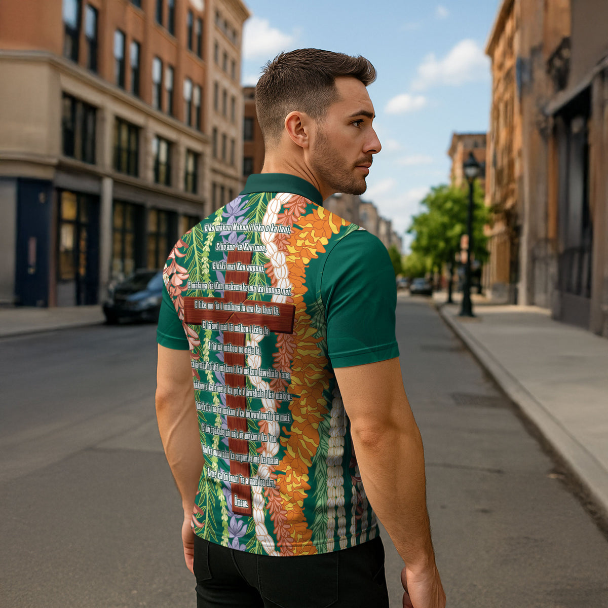 Mahalo Hawaii - ⁠Ka Pule a ka Haku Zipper Polo Shirt Mixed Lei
