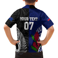 Personalised New Zealand Vs Samoa Rugby Family Matching Long Sleeve Bodycon Dress and Hawaiian Shirt Go Champions LT7 - Polynesian Pride
