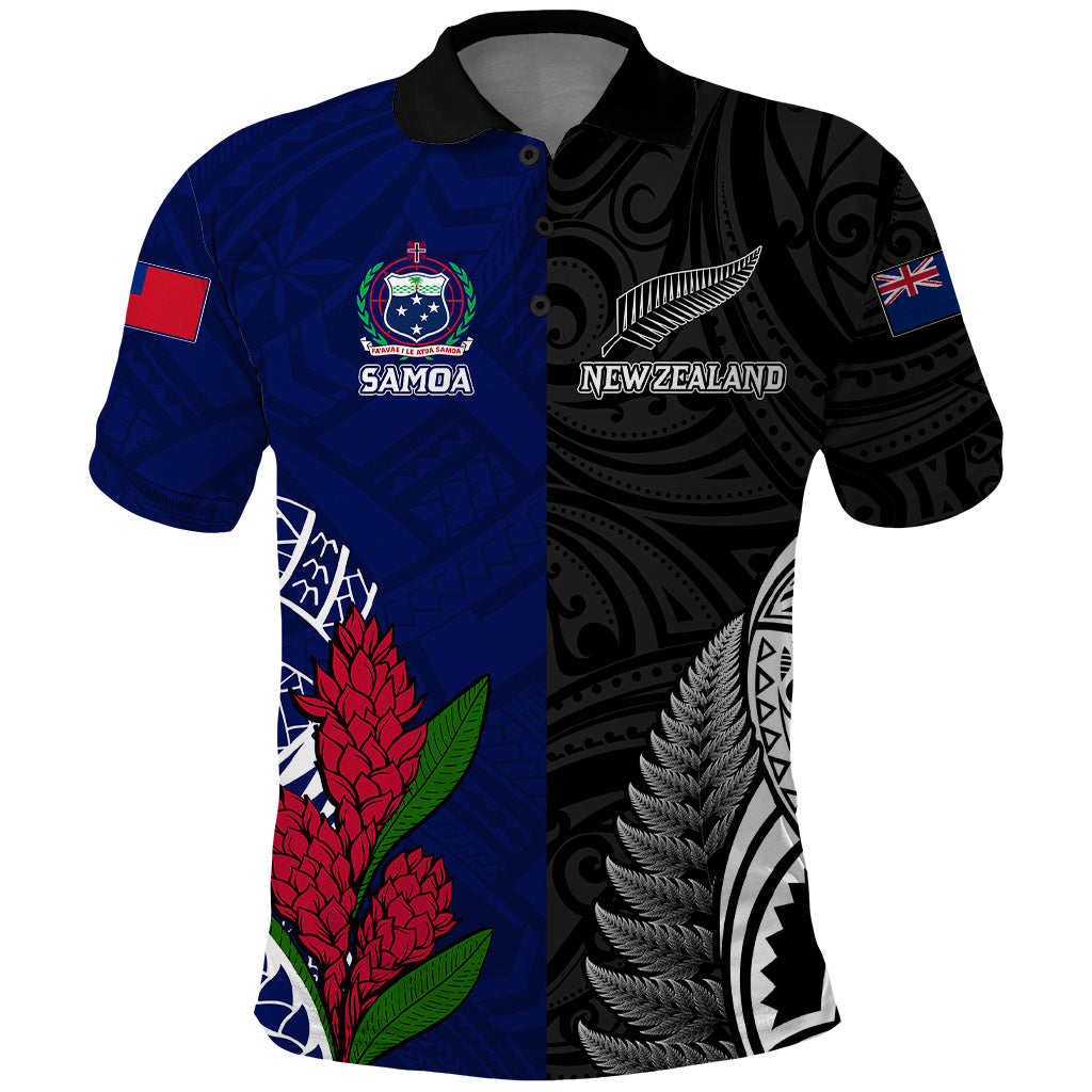 Personalised New Zealand Vs Samoa Rugby Polo Shirt Go Champions LT7 Black Blue - Polynesian Pride