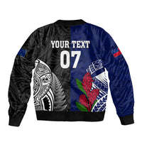 Personalised New Zealand Vs Samoa Rugby Sleeve Zip Bomber Jacket Go Champions LT7 - Polynesian Pride