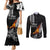 Hawaii Humpback Whale Couples Matching Mermaid Dress and Long Sleeve Button Shirts Be Strong - Pray For Maui LT7 Black - Polynesian Pride