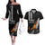 Hawaii Humpback Whale Couples Matching Off The Shoulder Long Sleeve Dress and Hawaiian Shirt Be Strong - Pray For Maui LT7 Black - Polynesian Pride