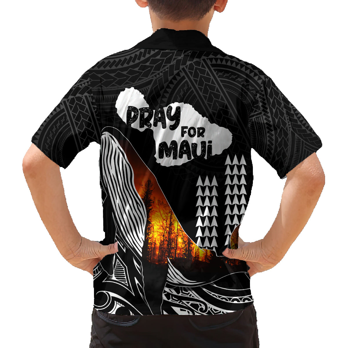 Hawaii Humpback Whale Kid Hawaiian Shirt Be Strong - Pray For Maui LT7 - Polynesian Pride