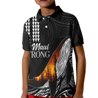 Hawaii Humpback Whale Kid Polo Shirt Be Strong - Pray For Maui LT7 Kid Black - Polynesian Pride