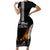 Hawaii Humpback Whale Short Sleeve Bodycon Dress Be Strong - Pray For Maui LT7 Long Dress Black - Polynesian Pride