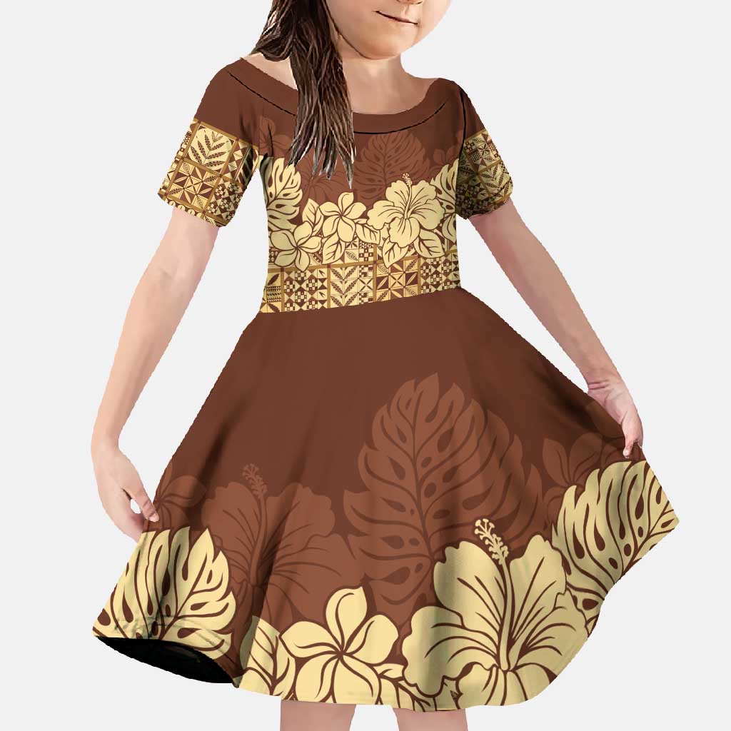 Niue Hiapo Motif Family Matching Mermaid Dress and Hawaiian Shirt Tapa Classic