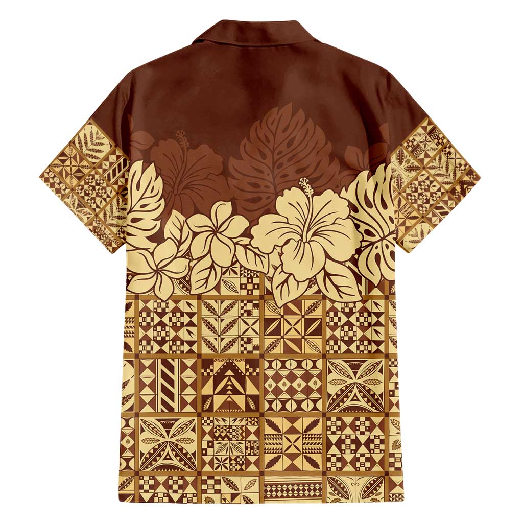 Niue Hiapo Motif Family Matching Short Sleeve Bodycon Dress and Hawaiian Shirt Tapa Classic