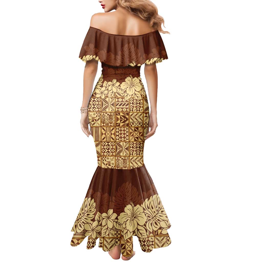 Niue Hiapo Motif Mermaid Dress Tapa Classic