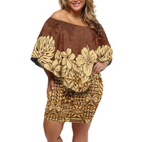 Niue Hiapo Motif Off Shoulder Short Dress Tapa Classic
