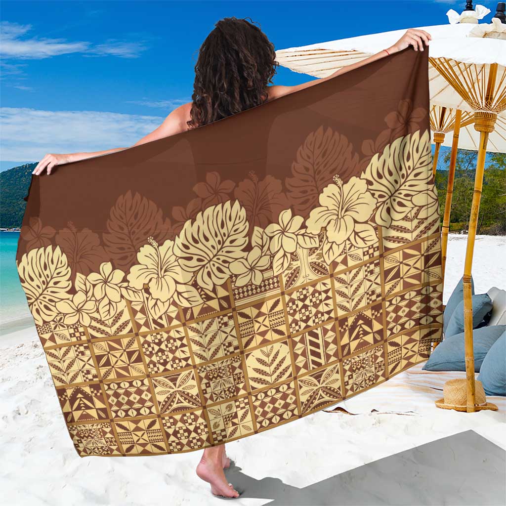 Niue Hiapo Motif Sarong Tapa Classic LT7 One Size 44 x 66 inches Beige - Polynesian Pride