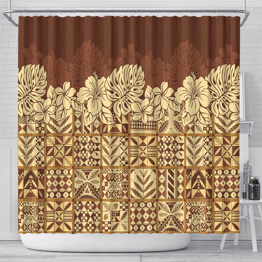 Niue Hiapo Motif Shower Curtain Tapa Classic LT7 - Polynesian Pride