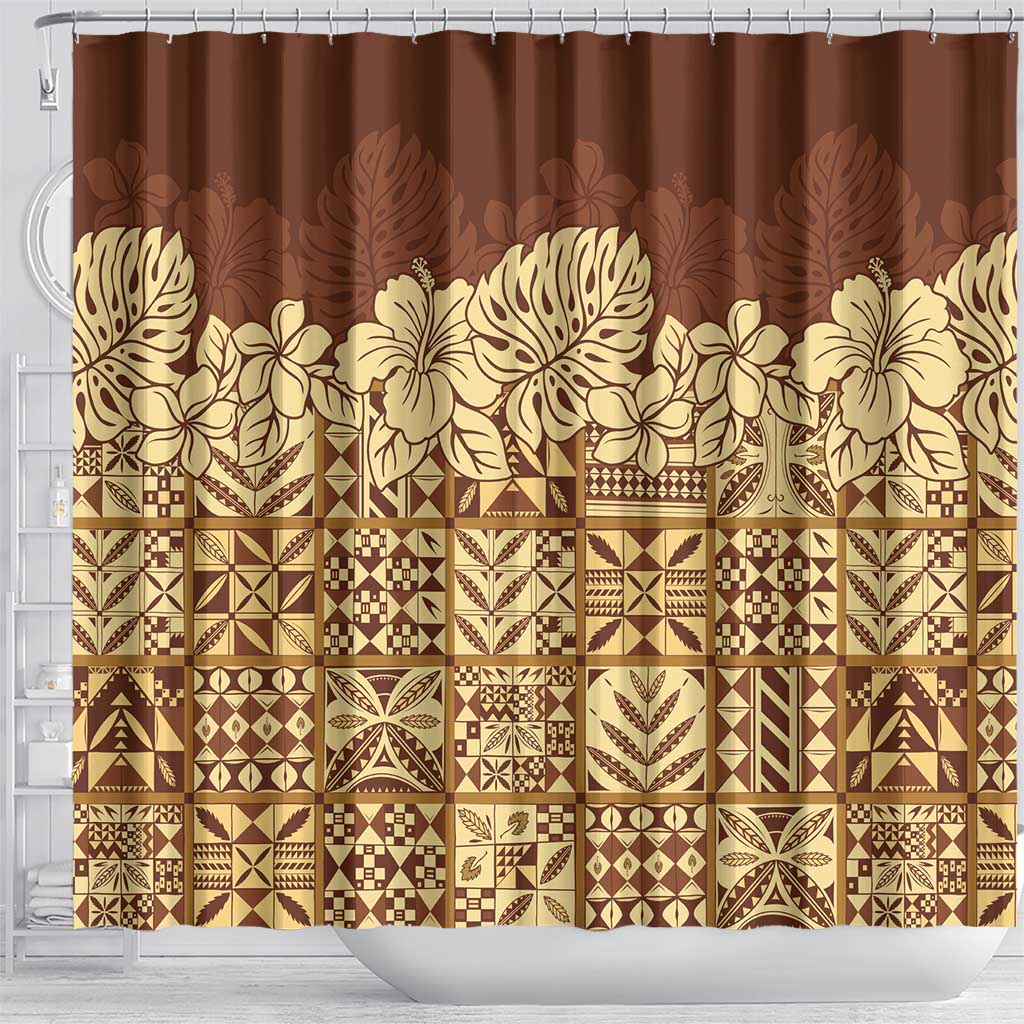 Niue Hiapo Motif Shower Curtain Tapa Classic LT7 - Polynesian Pride