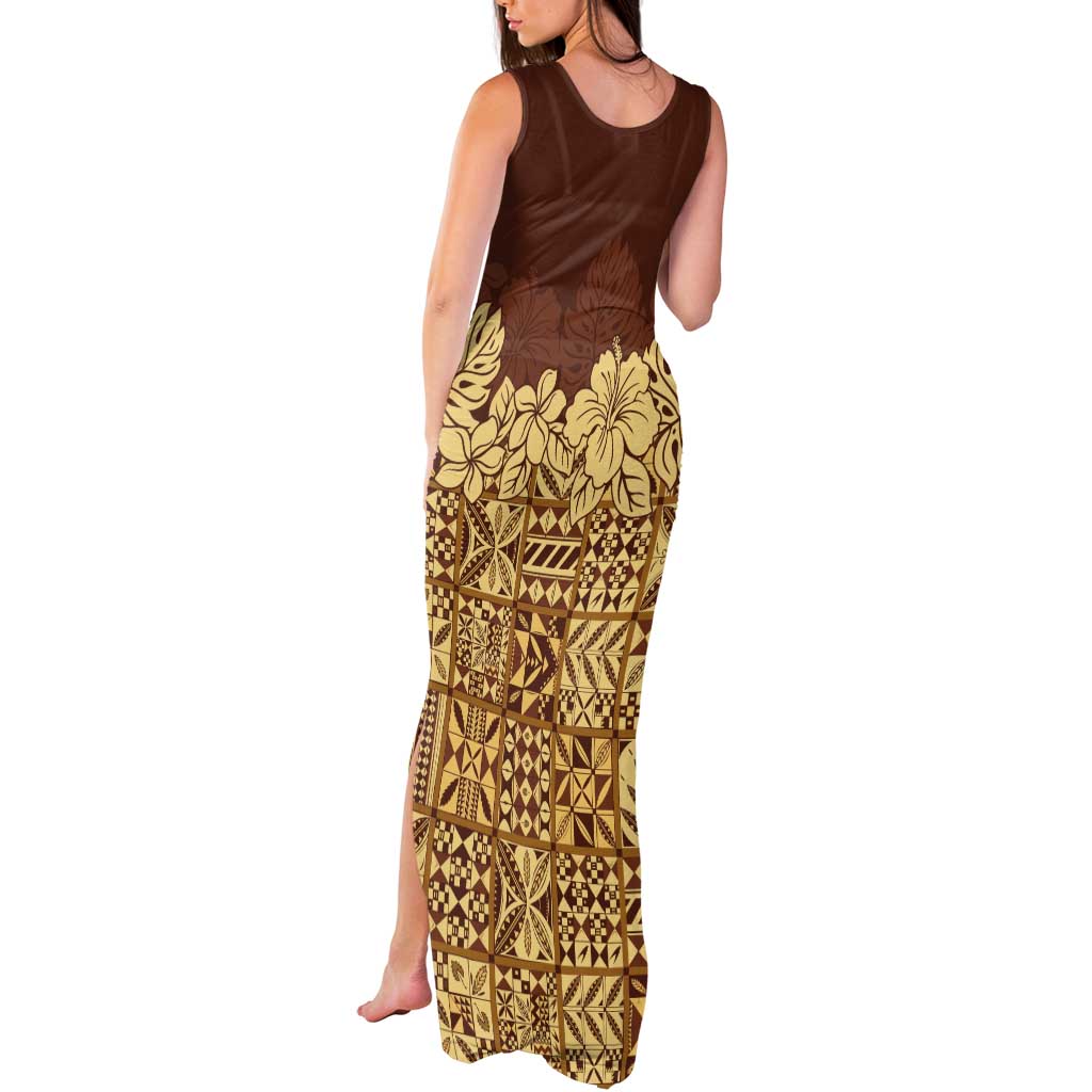 Niue Hiapo Motif Tank Maxi Dress Tapa Classic