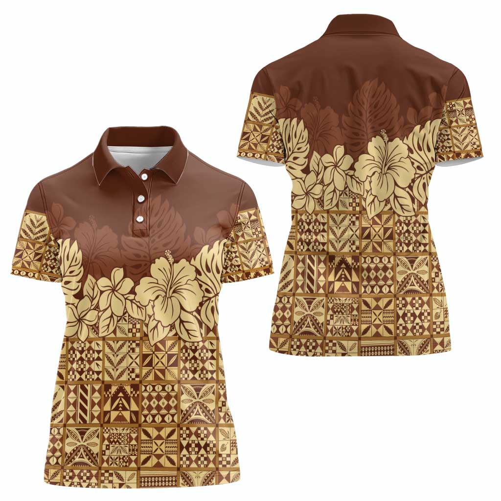 Niue Hiapo Motif Women Polo Shirt Tapa Classic