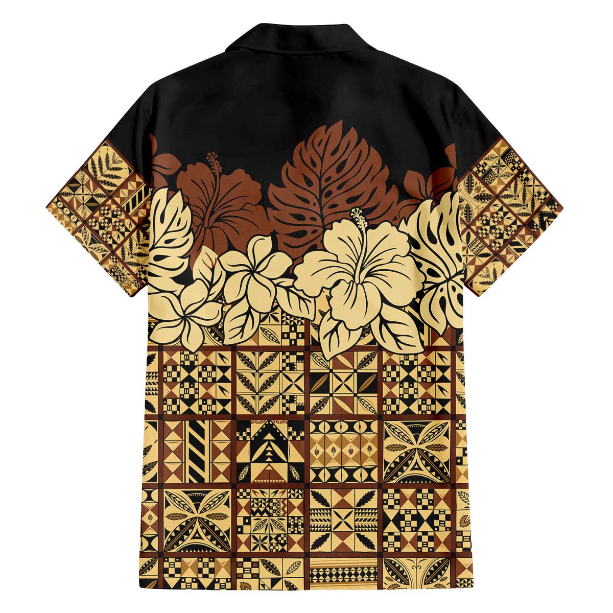 Niue Hiapo Motif Family Matching Off The Shoulder Long Sleeve Dress and Hawaiian Shirt Tapa Classic - Black Ver